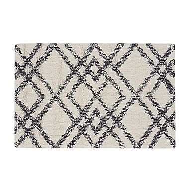 INK+IVY Ansel Geo Diamond 20" x 32" Yarn Dyed Cotton Tufted Bath Rug in Black/Neutral. View a larger version of this product image.