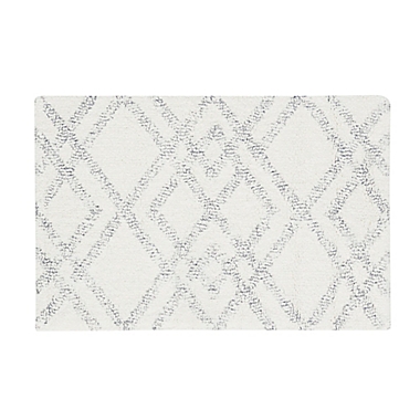 INK+IVY Ansel Geo Diamond 20" x 32" Yarn Dyed Cotton Tufted Bath Rug in Grey/White. View a larger version of this product image.