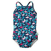 i play.&reg; by green sprouts&reg; Flamingos Girls Swimsuit with Swim Diaper in Navy