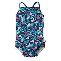 i play.® by green sprouts® Flamingos Girls Swimsuit with Swim Diaper in Navy