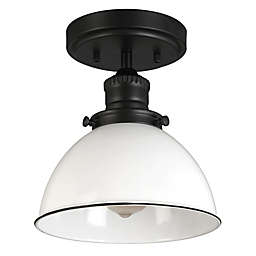 Design House Savannah Sem-Flush 1-Light Ceiling Light in White/Black