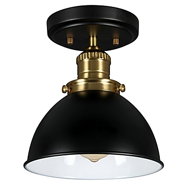 Design House Savannah Sem-Flush 1-Light Ceiling Light in Black/Gold. View a larger version of this product image.
