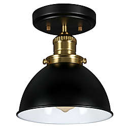 Design House Savannah Sem-Flush 1-Light Ceiling Light in Black/Gold