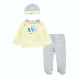Nike® 3-Piece Footed Pant, Top, and Beanie Set in Grey