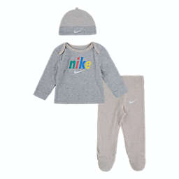 Nike® 3-Piece Footed Pant, Top, and Beanie Set in Grey