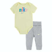 Nike&reg; Newborn 2-Piece Bodysuit and Pant Set in Yellow/Grey