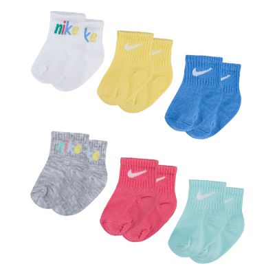 Nike&reg; 6-Pack Size 6-12M Swoosh Logo Multicolored Ankle Socks