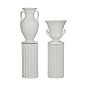 Ridge Road D&eacute;cor Classical Greek Porcelain Vases in White (Set of 2)
