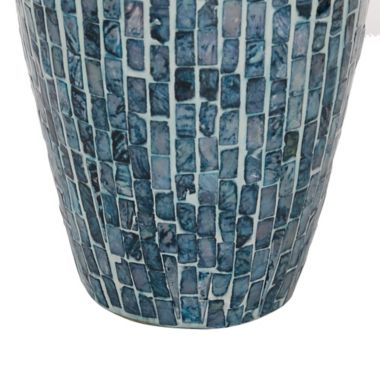 Ridge Road D&eacute;cor Wood Coastal Urn Vase in Blue. View a larger version of this product image.