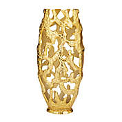 Ridge Road Decor Aluminum Glam Contemporary Vase in Gold