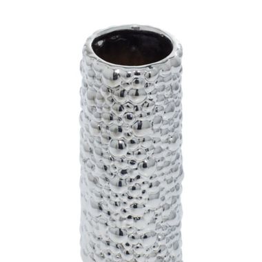 Ridge Road D&eacute;cor 3-Piece Glam Ceramic Vase Set in Silver. View a larger version of this product image.