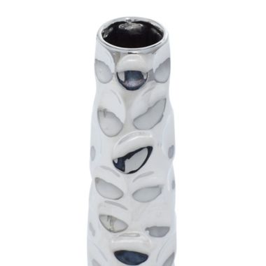 Ridge Road D&eacute;cor 3-Piece Glam Ceramic Vase Set in Silver. View a larger version of this product image.