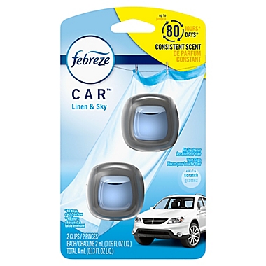 Febreze&reg; 2-Count Car Vent Clip in Linen and Sky. View a larger version of this product image.