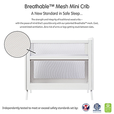 BreathableBaby Breathable Mesh 2-in-1 Mini Crib in White. View a larger version of this product image.