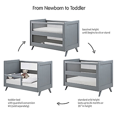 BreathableBaby Breathable Mesh 3-in-1 Convertible Crib in Gray. View a larger version of this product image.