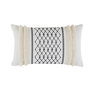 INK+IVY Bea Embroidered Rectangular Throw Pillow in Ivory. View a larger version of this product image.