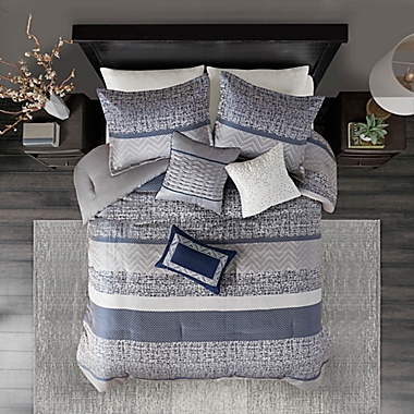 6 Details about   Madison Park Rhapsody King/Cal King Size Quilt Bedding Set Striped Grey 