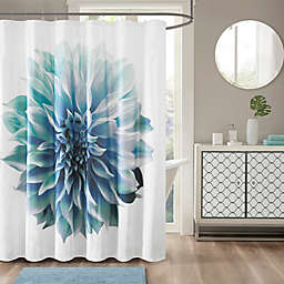 Madison Park Norah Cotton Percale Shower Curtain in Aqua