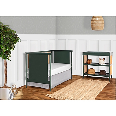 Dream On Me Clover 4-in-1 Convertible Island Crib in Olive. View a larger version of this product image.