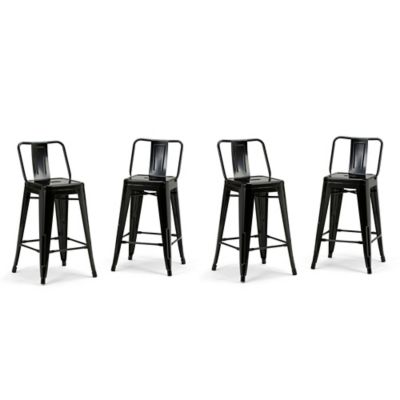 Simpli Home&trade; Rayne Counter Stools in Black (Set of 4)