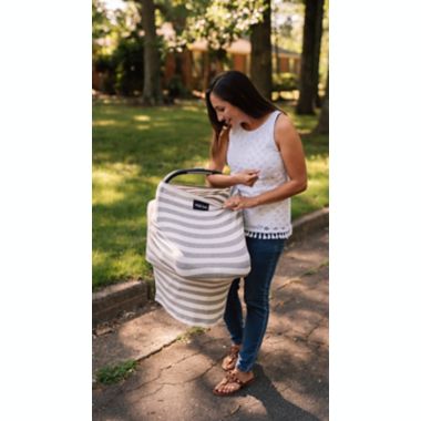 Milk Snob&reg; Multi-Use Car Seat Cover in Cream/Grey Stripe. View a larger version of this product image.