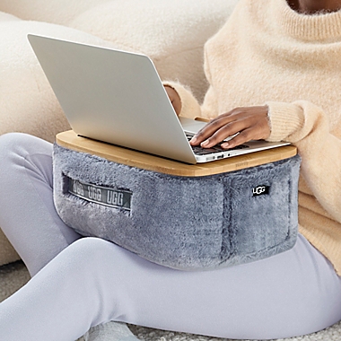 UGG&reg; Dawson Faux Fur Lap Desk in Ash Fog. View a larger version of this product image.