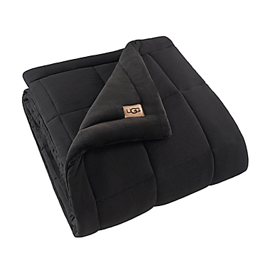 UGG&reg; Corey Reversible Throw Blanket in Off Black. View a larger version of this product image.