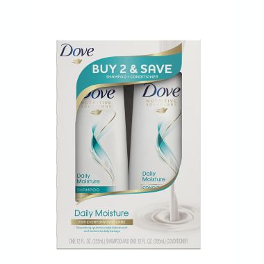 Dove&reg; 12 oz. 2-Pack Daily Moisture Shampoo and Conditioner. View a larger version of this product image.