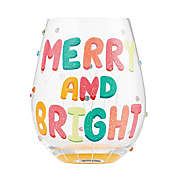 Lolita &quot;Merrry and Bright&quot; Christmas 20 oz. Stemless Wine Glass