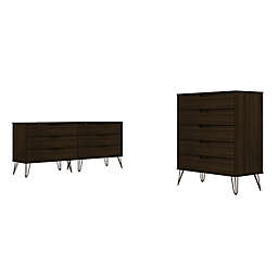 Manhattan Comfort© Rockefeller 2-Piece Dresser Set in Brown