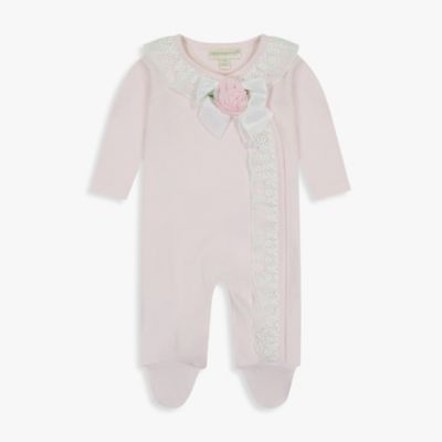 Clasix Beginnings&trade; by Miniclasix&reg; Lace Trim Footed Coverall in Pink