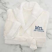 Stamped Elegance Personalized Sherpa Hooded Fleece Robe in Ivory