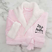 Mrs. Embroidered Luxury Hooded Fleece Robe in Pink