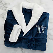 His or Hers Embroidered Sherpa Hooded Fleece Robe