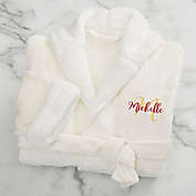 Playful Name Personalized Sherpa Hooded Fleece Robe in Ivory