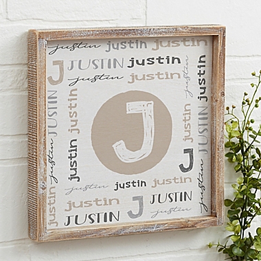 Youthful Name For Him Personalized 12-Inch x 12-Inch Whitewashed Barnwood Frame Wall Art. View a larger version of this product image.