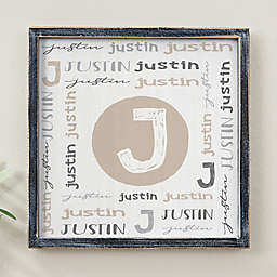 Youthful Name For Him Personalized 12-Inch x 12-Inch Blackwashed Barnwood Frame Wall Art