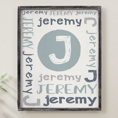 Youthful Name For Him Personalized 14-Inch x 18-Inch Blackwashed Barnwood Frame Wall Art