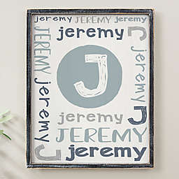 Youthful Name For Him Personalized 14-Inch x 18-Inch Blackwashed Barnwood Frame Wall Art