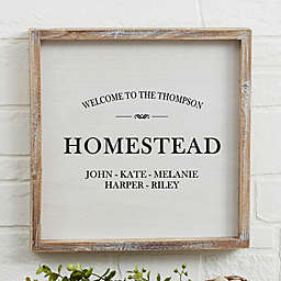 Family Market Homestead Personalized 12-Inch x 12-Inch Whitewashed Barnwood Sign