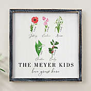 Family Birth Month Flowers 12-Inch x 12-Inch Blackwashed Frame Wall Art