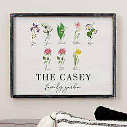 Family Birth Month Flowers 14-Inch x 18-Inch Blackwashed Frame Wall Art
