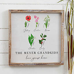 Grandma's Birth Month Flowers 12-Inch x 12-Inch Whitewashed Frame Wall Art