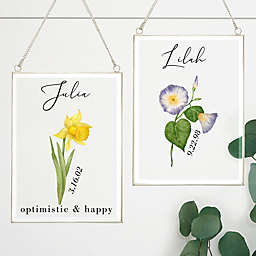 Birth Month Flower Personalized Hanging Glass Wall Decor