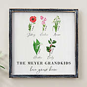 Grandma&#39;s Birth Month Flowers 12-Inch x 12-Inch Blackwashed Frame Wall Art