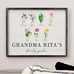 Grandma's Birth Month Flowers 14-Inch x 18-Inch Blackwashed Frame Wall Art