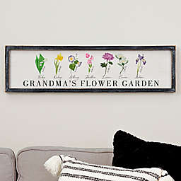 Grandma's Birth Month Flowers 30-Inch x 8-Inch Blackwashed Frame Wall Art