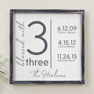 Blessed With Personalized 12-Inch x 12-Inch Blackwashed Barnwood Frame Wall Art