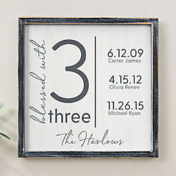 Blessed With Personalized 12-Inch x 12-Inch Blackwashed Barnwood Frame Wall Art