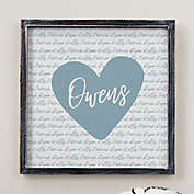Family Heart Personalized 12-Inch x 12-Inch Barnwood Framed Wall Art in Blackwashed